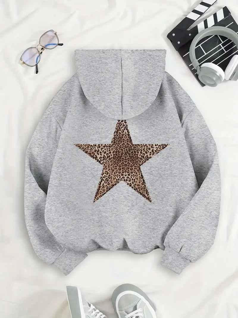 Leopard Star Oversized Hoodie - Aurelia Sun