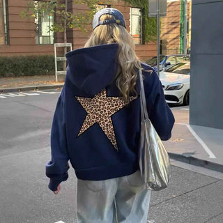 Leopard Star Oversized Hoodie