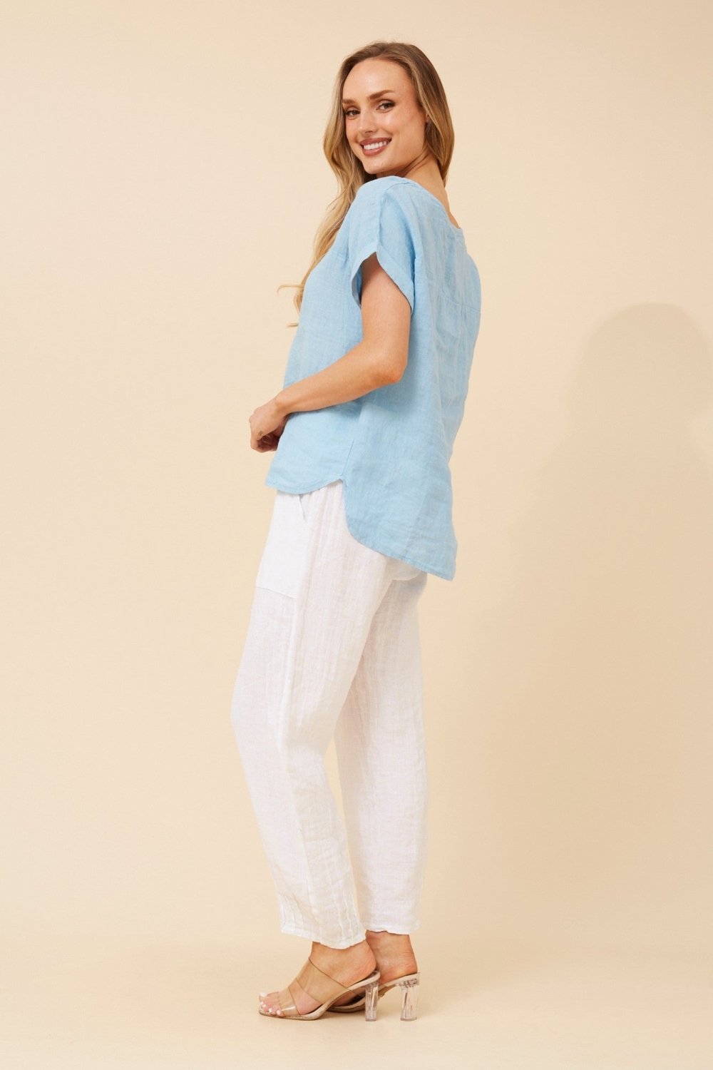 Leora Linen Relaxed Top - Aurelia Sun