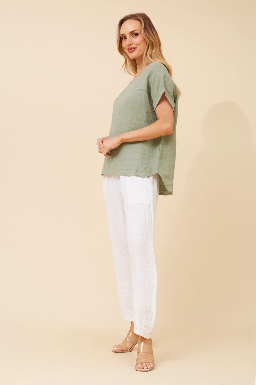 Leora Linen Relaxed Top - Aurelia Sun