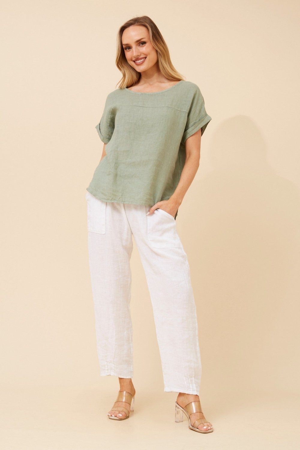 Leora Linen Relaxed Top - Aurelia Sun