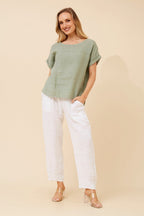 Leora Linen Relaxed Top - Aurelia Sun