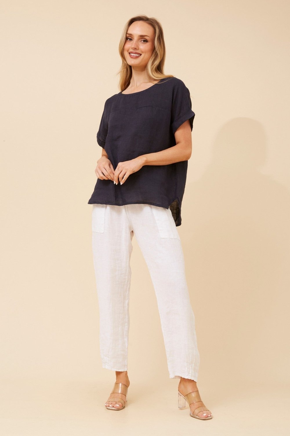 Leora Linen Relaxed Top - Aurelia Sun