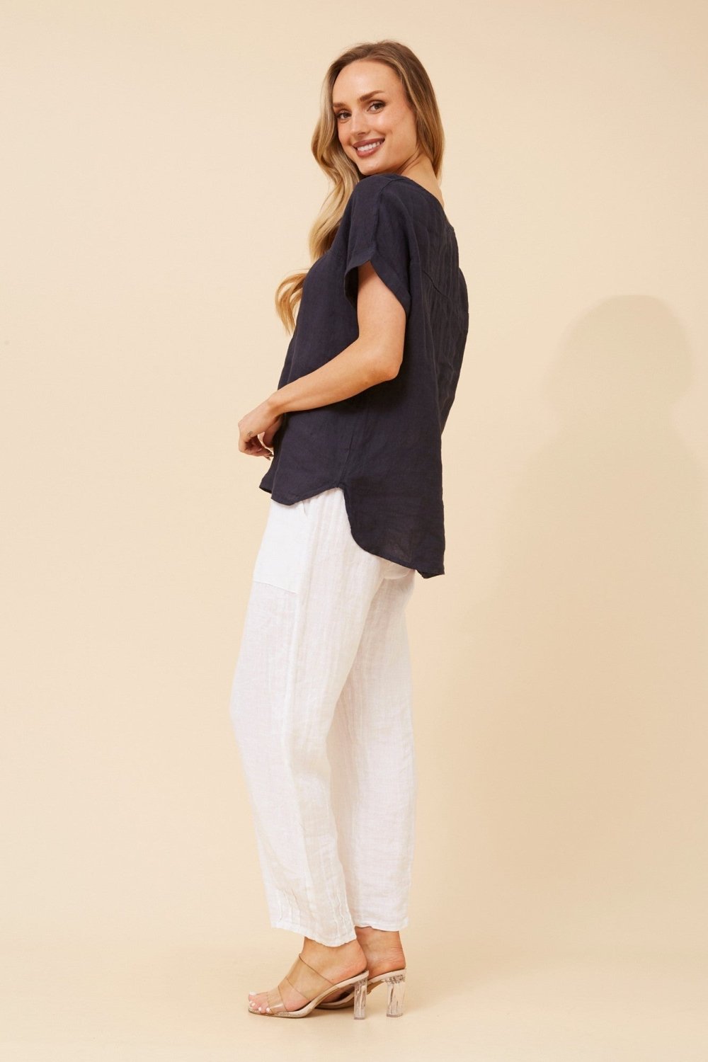 Leora Linen Relaxed Top - Aurelia Sun