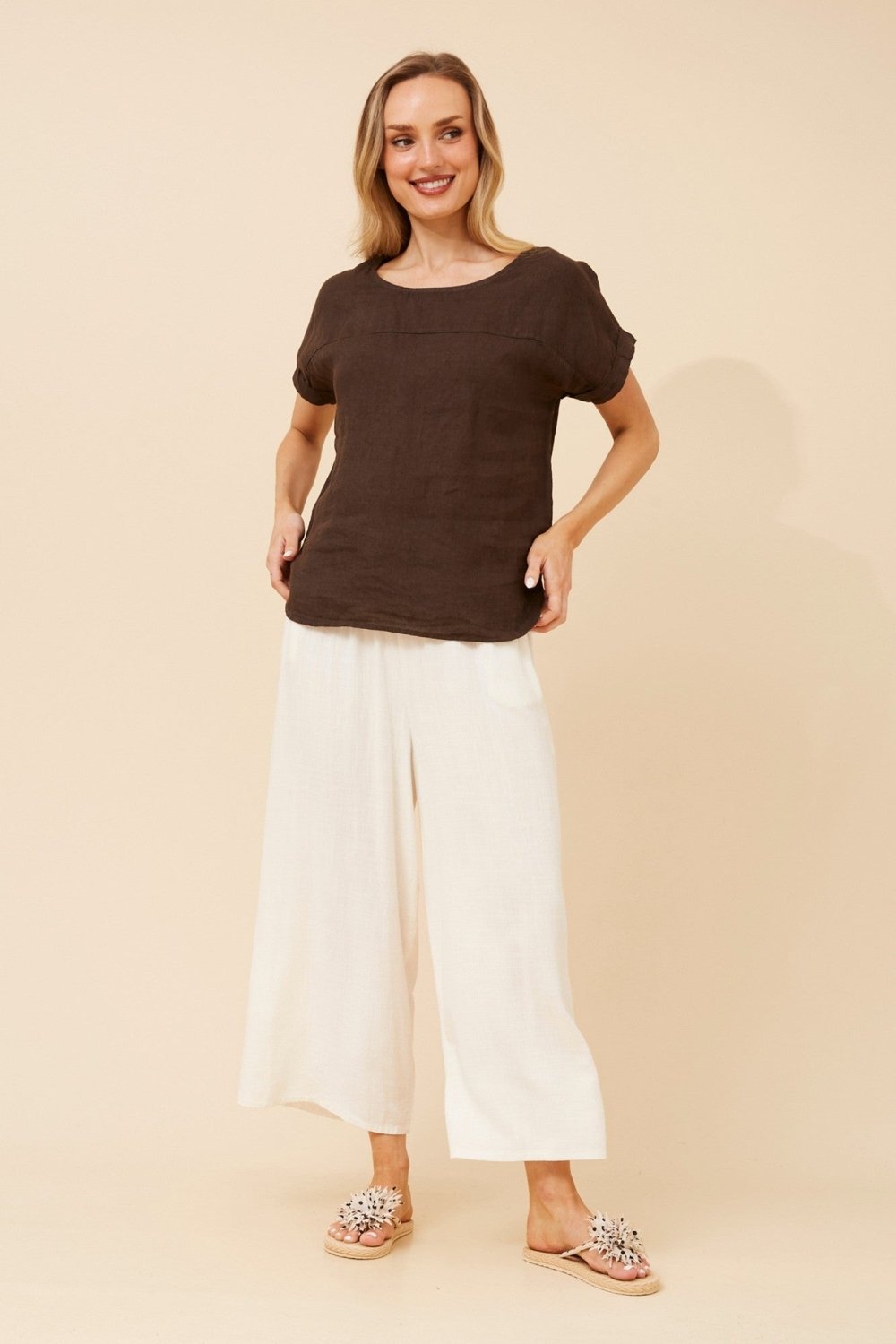 Leora Linen Relaxed Top - Aurelia Sun