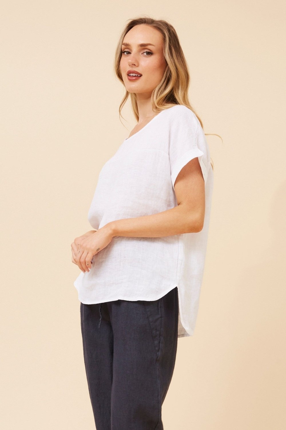 Leora Linen Relaxed Top - Aurelia Sun