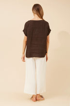 Leora Linen Relaxed Top - Aurelia Sun
