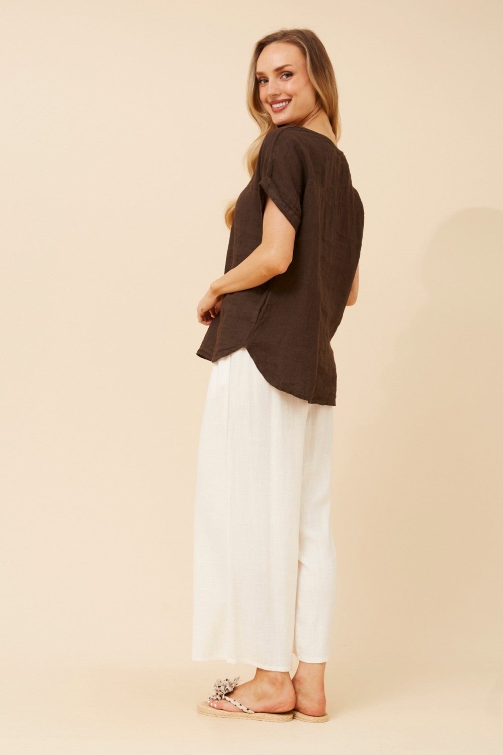Leora Linen Relaxed Top - Aurelia Sun