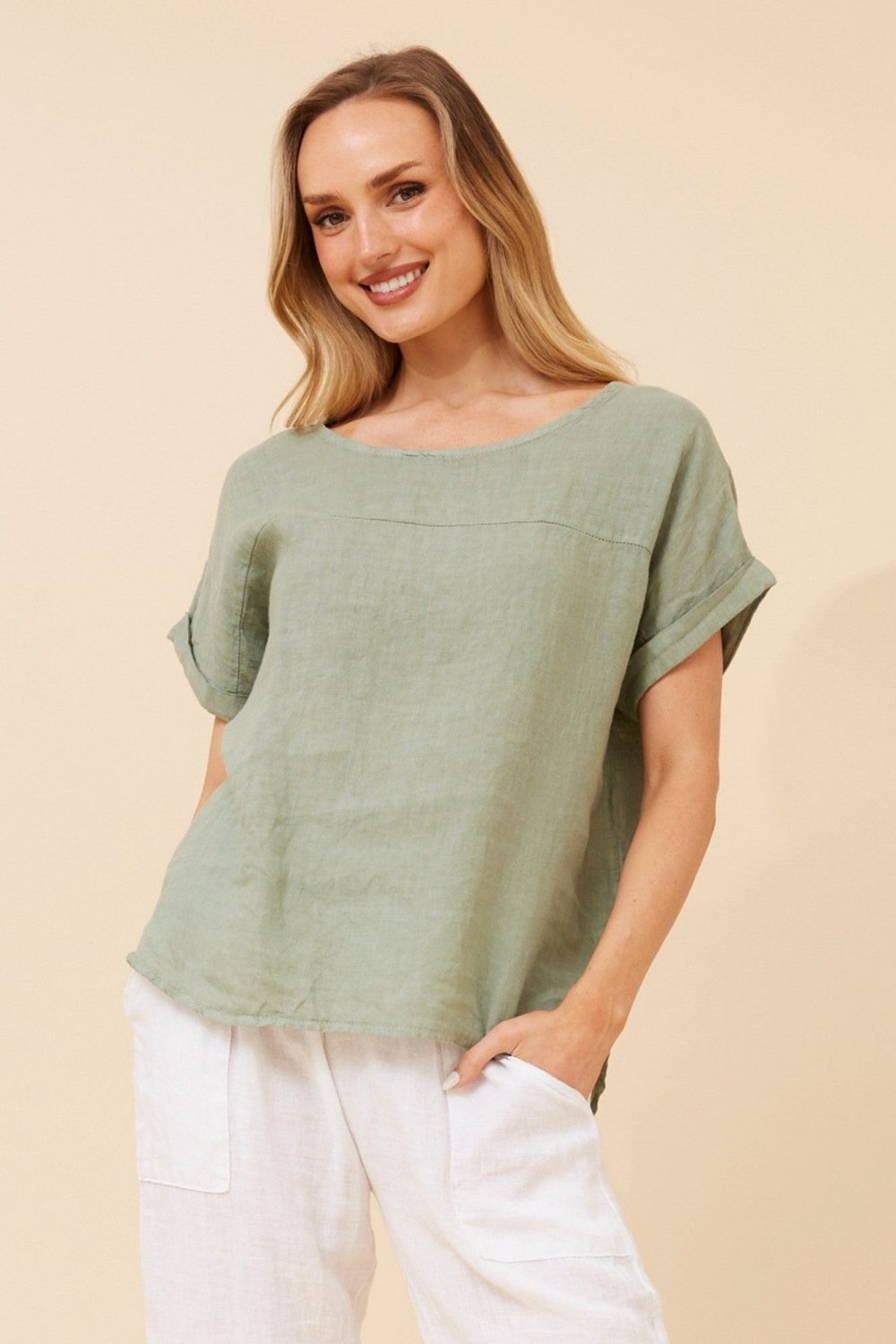 Leora Linen Relaxed Top - Aurelia Sun