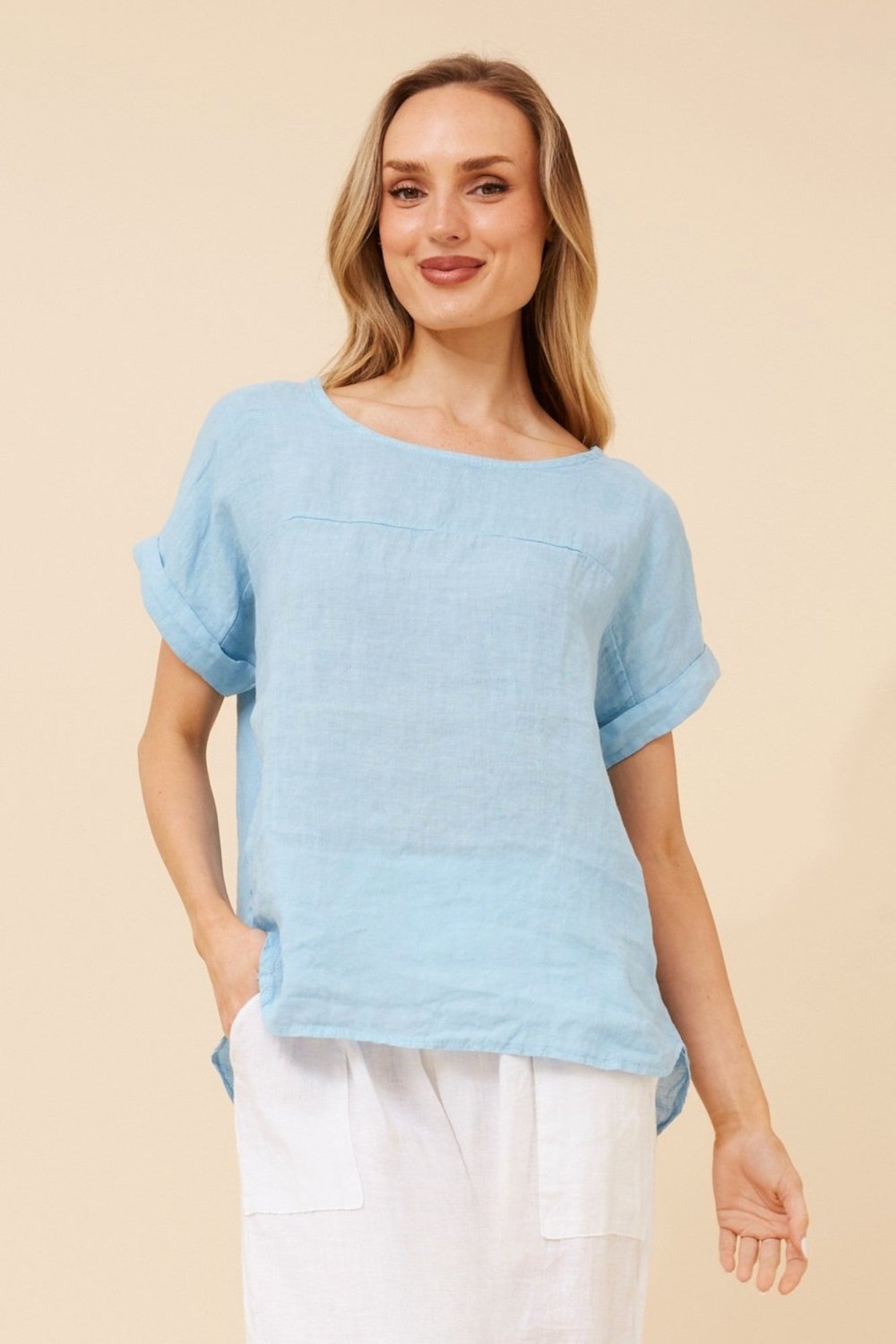 Leora Linen Relaxed Top - Aurelia Sun