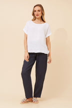 Leora Linen Relaxed Top - Aurelia Sun