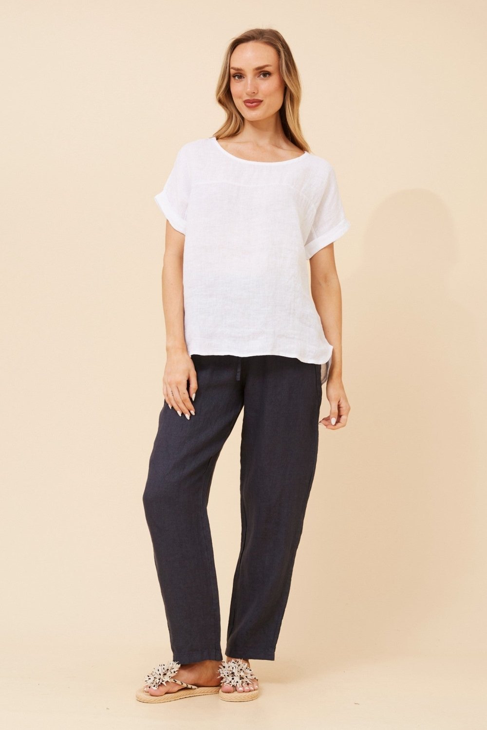 Leora Linen Relaxed Top - Aurelia Sun