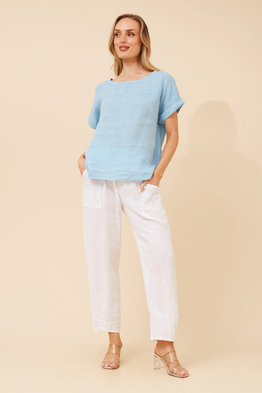 Leora Linen Relaxed Top - Aurelia Sun