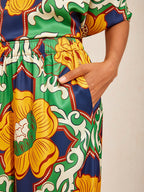 Hibiscus Satin Wide-Leg Pants in Light Green by Aurelia Sun