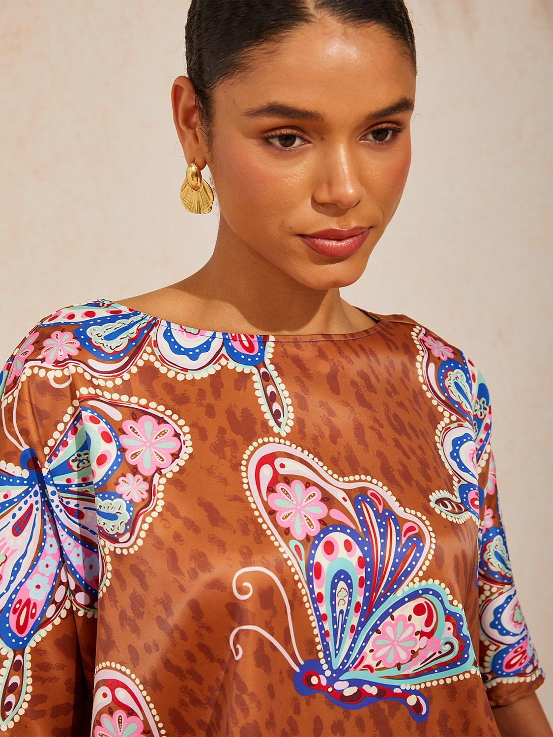 Golden Petal Satin Batwing Top by Aurelia Sun