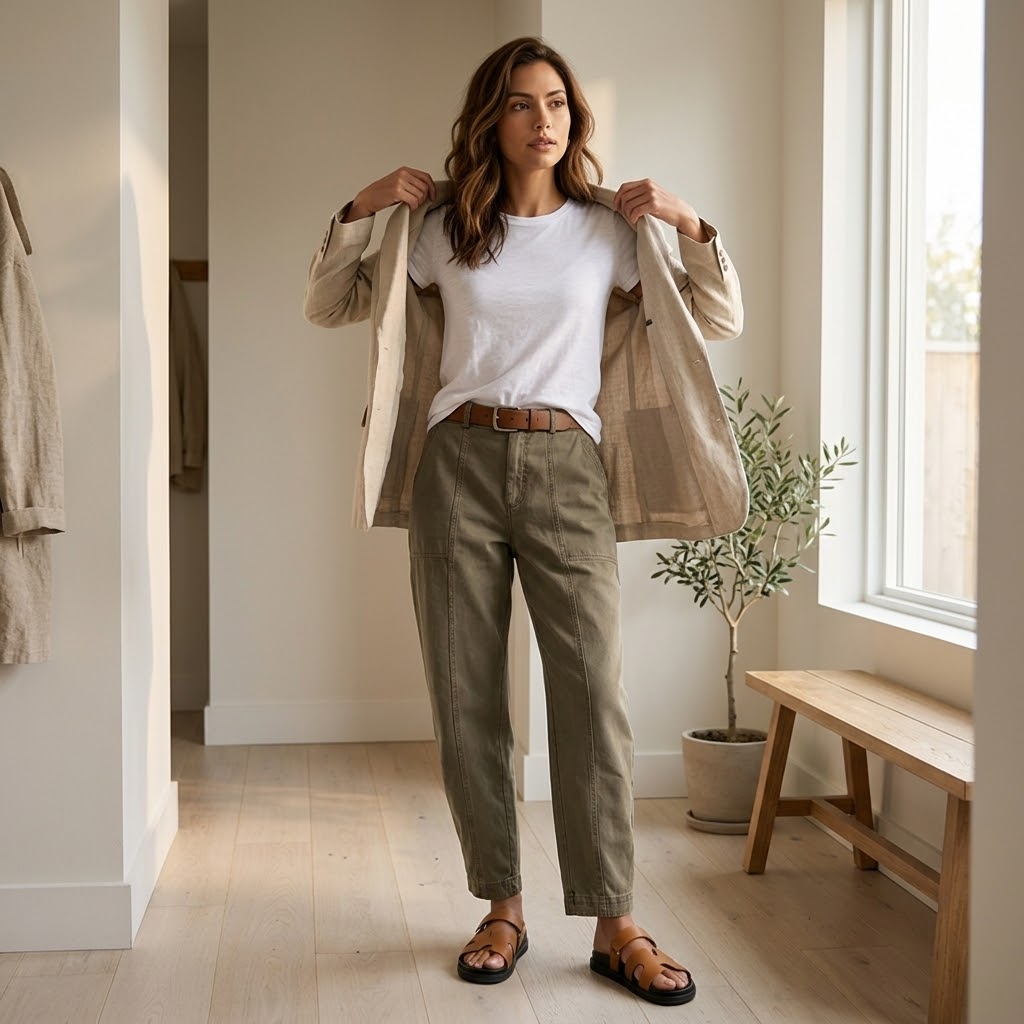 Maren Tailored Utility Trousers – Khaki