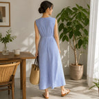 Riviera Striped Wrap Maxi Dress – Blue/White