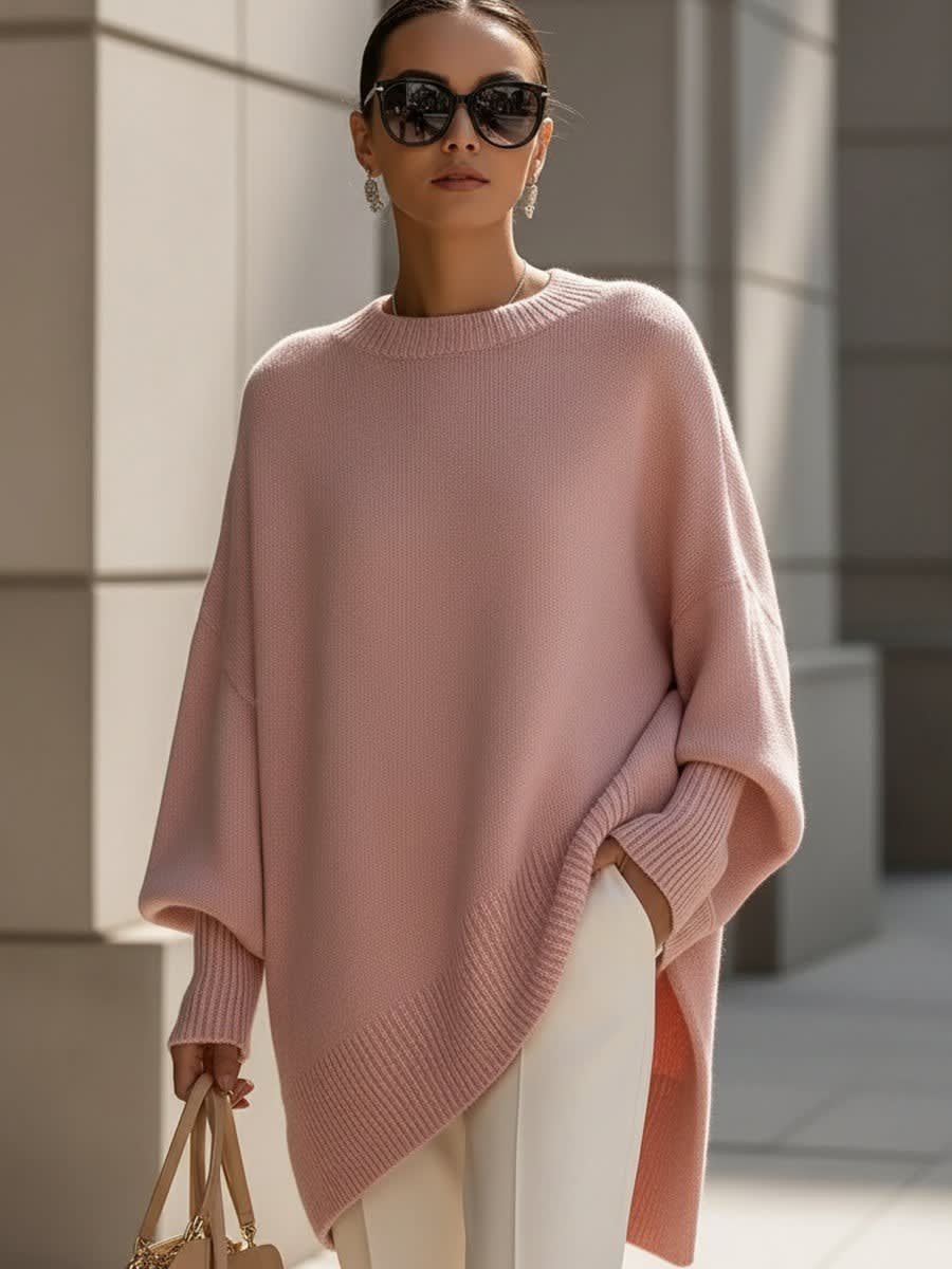 Oversized Asymmetric Knit Sweater