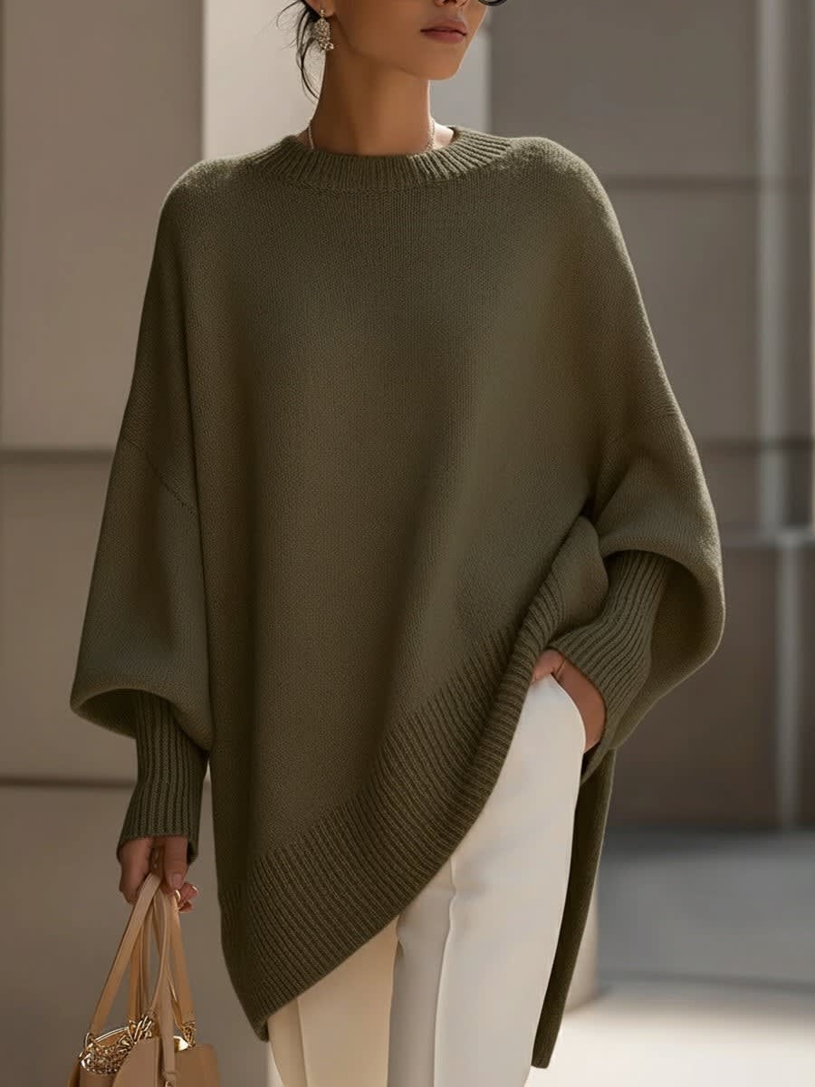 Oversized Asymmetric Knit Sweater