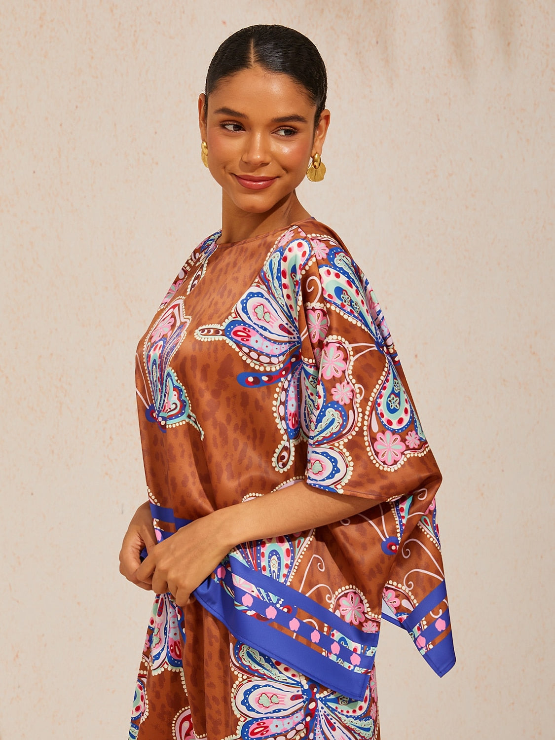 Golden Petal Satin Batwing Top by Aurelia Sun