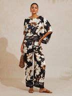Golden Petal Satin Wide-Leg Pants by Aurelia Sun