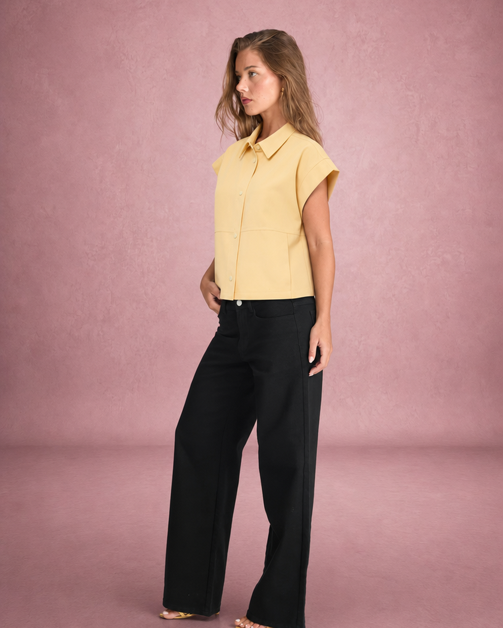 Flutter-Sleeve Shirt & Wide-Leg Trouser Separates