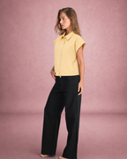 Flutter-Sleeve Shirt & Wide-Leg Trouser Separates