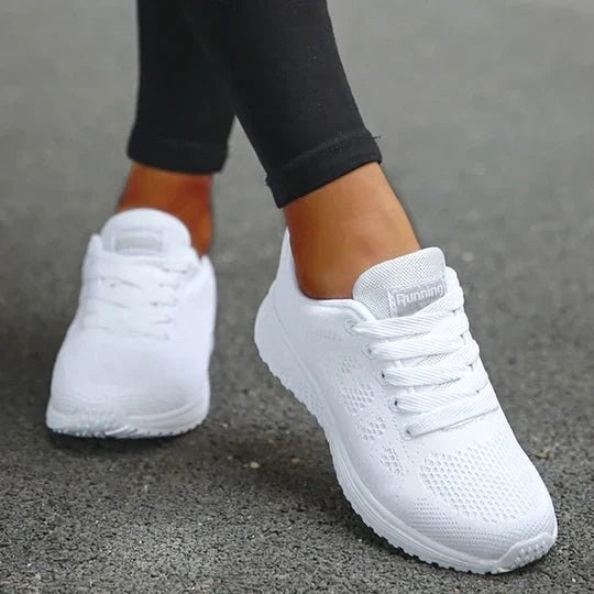 Matilda Cushioned Walking Trainers in White by Aurelia Sun