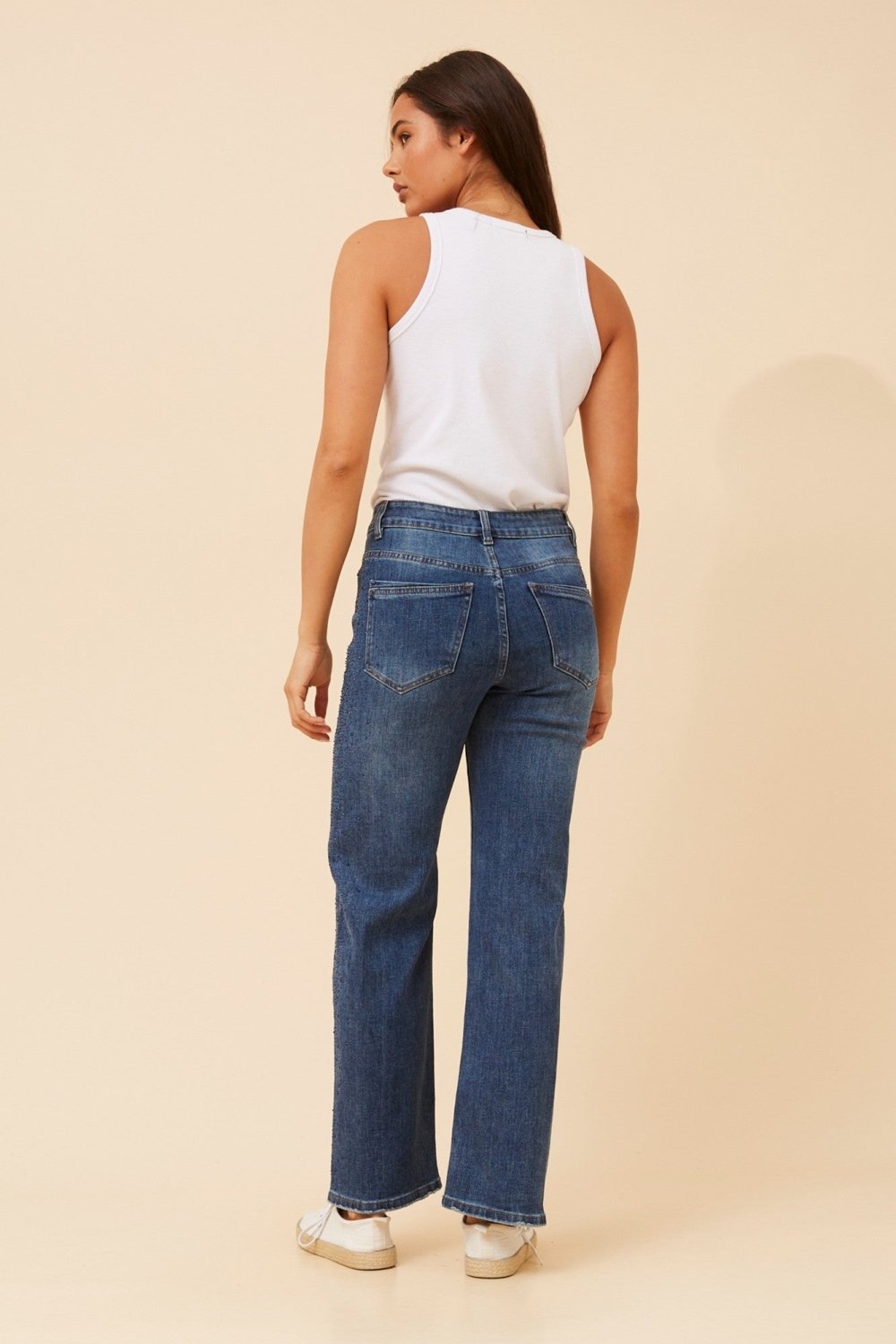 Micole Diamante Wide Leg Jeans - Aurelia Sun