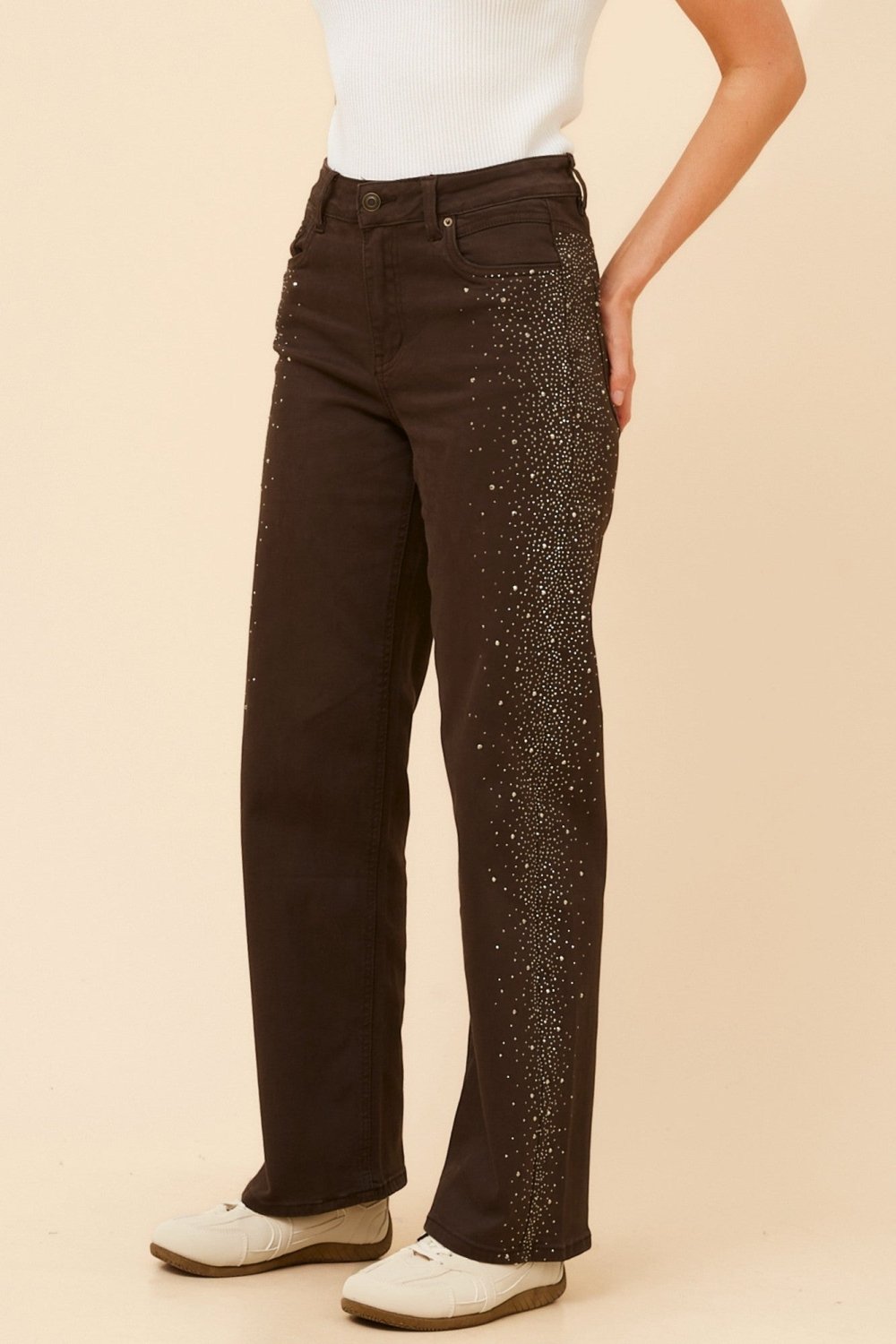 Micole Diamante Wide Leg Jeans - Aurelia Sun