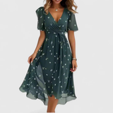 Flora Floral Handkerchief Chiffon Midi Dress