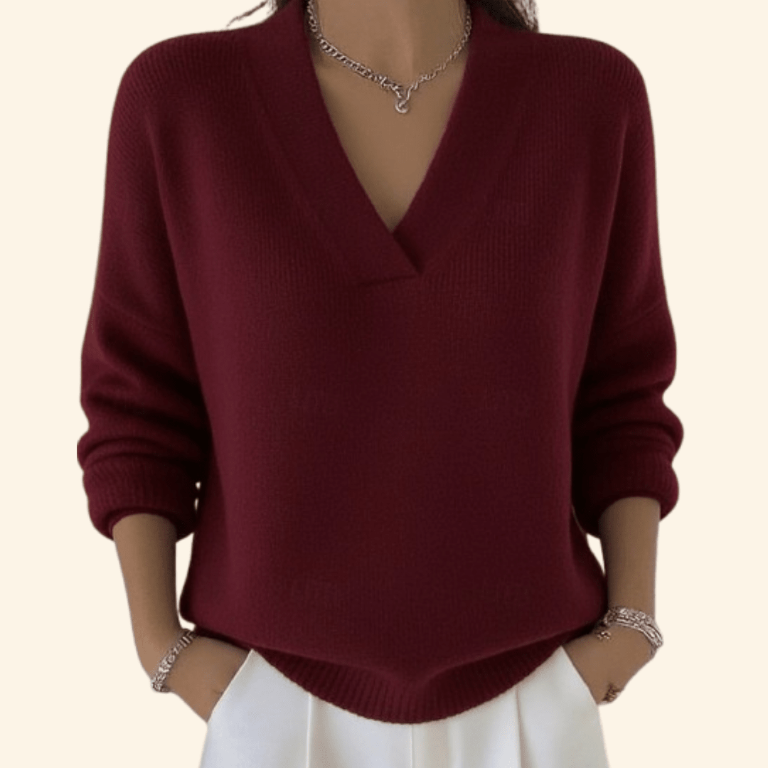 Mila Relaxed V Neck Knit Jumper - Aurelia Sun