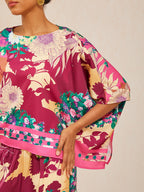 Golden Petal Satin Batwing Top by Aurelia Sun