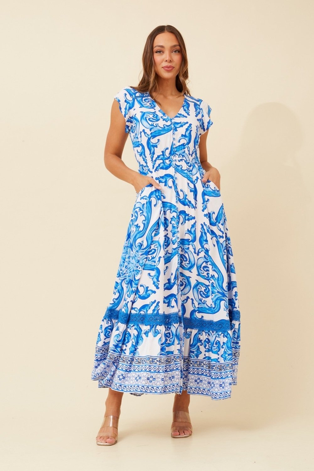 Morocco Border Print Maxi Dress - Aurelia Sun