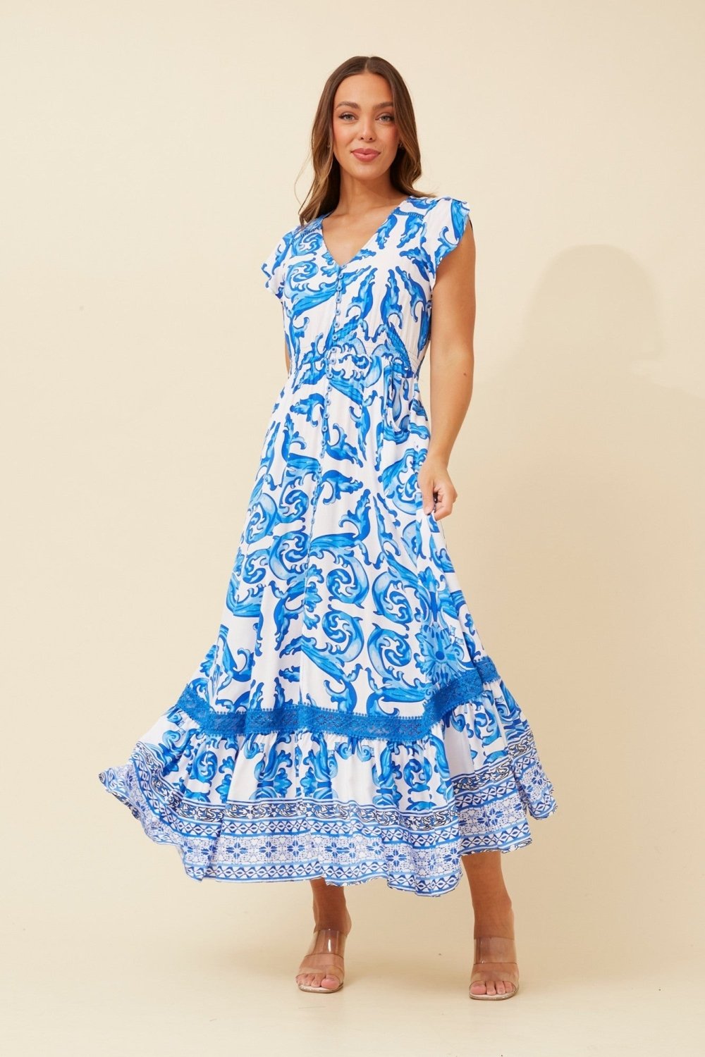 Morocco Border Print Maxi Dress - Aurelia Sun