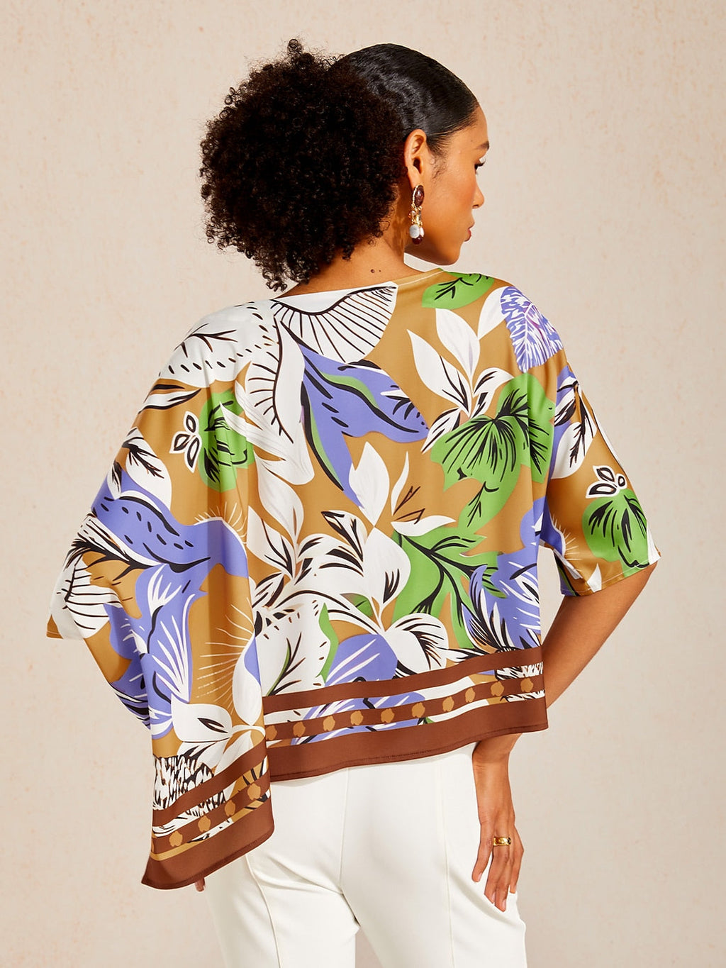 Bell Flower Satin Batwing Top in Sky Blue by Aurelia Sun