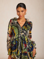 Jungle Butterfly Chiffon Maxi Dress in Orchid Purple by Aurelia Sun