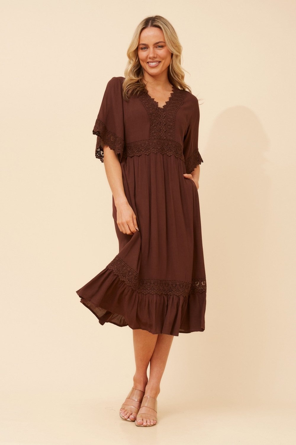 Nayla Lace Midi Dress - Aurelia Sun
