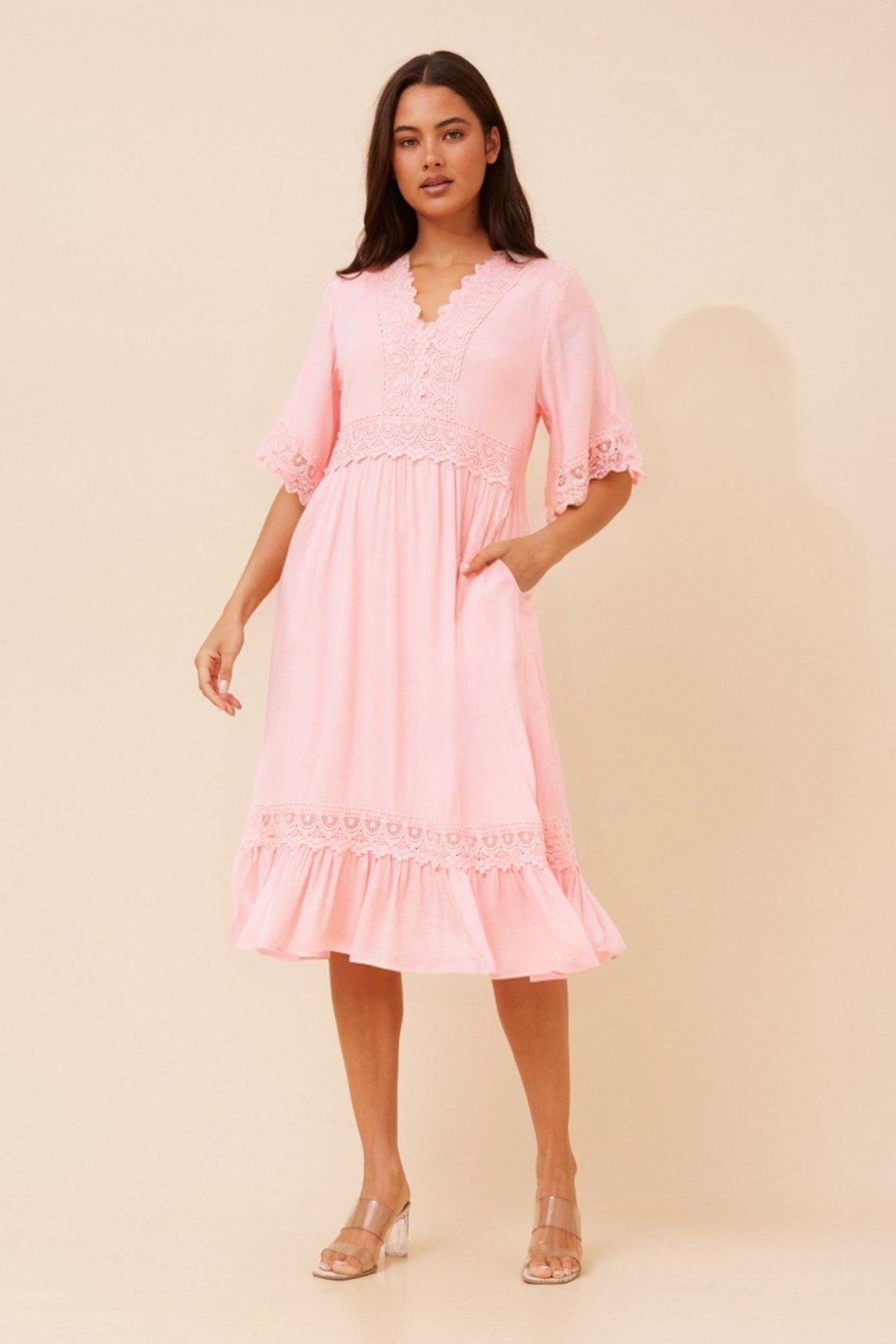 Nayla Lace Midi Dress - Aurelia Sun