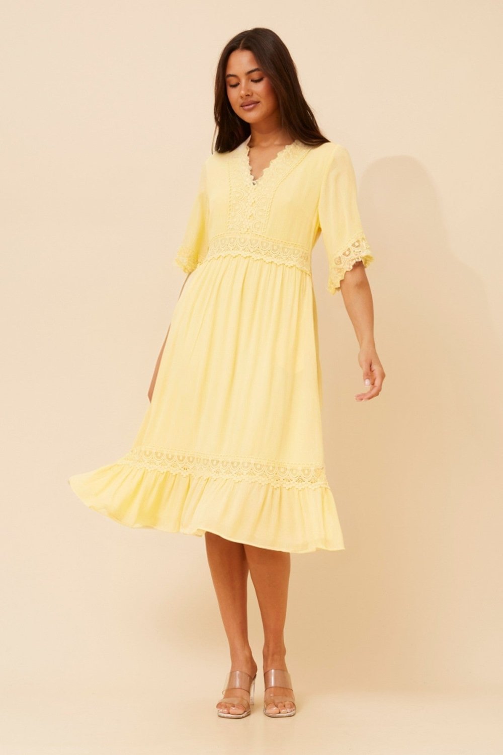 Nayla Lace Midi Dress - Aurelia Sun