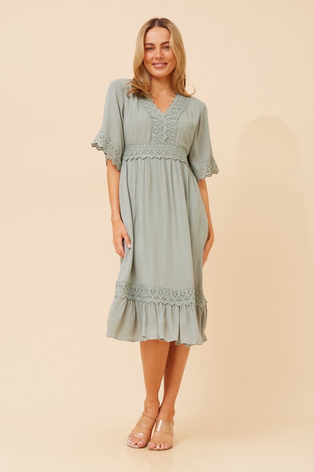 Nayla Lace Midi Dress - Aurelia Sun