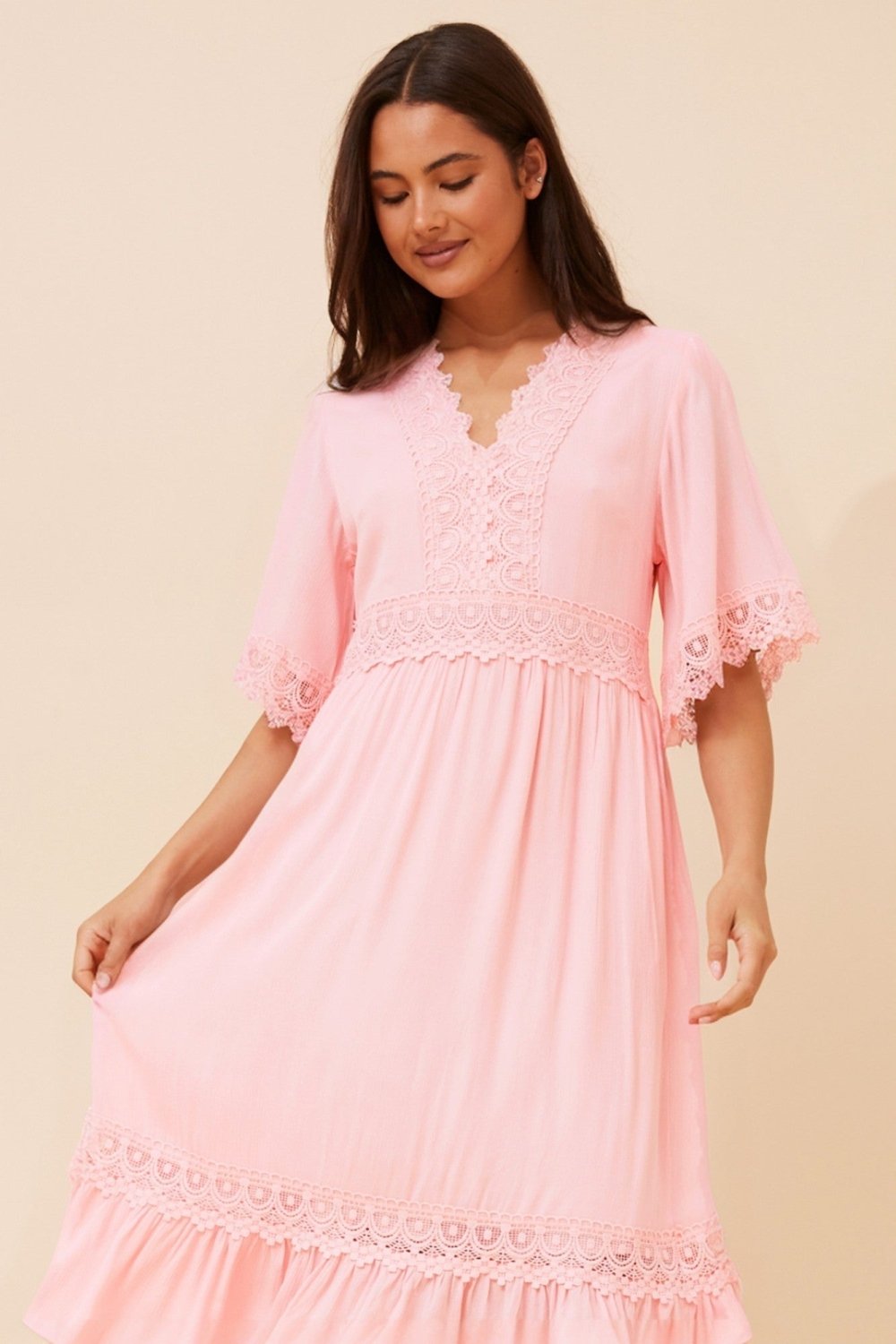 Nayla Lace Midi Dress - Aurelia Sun
