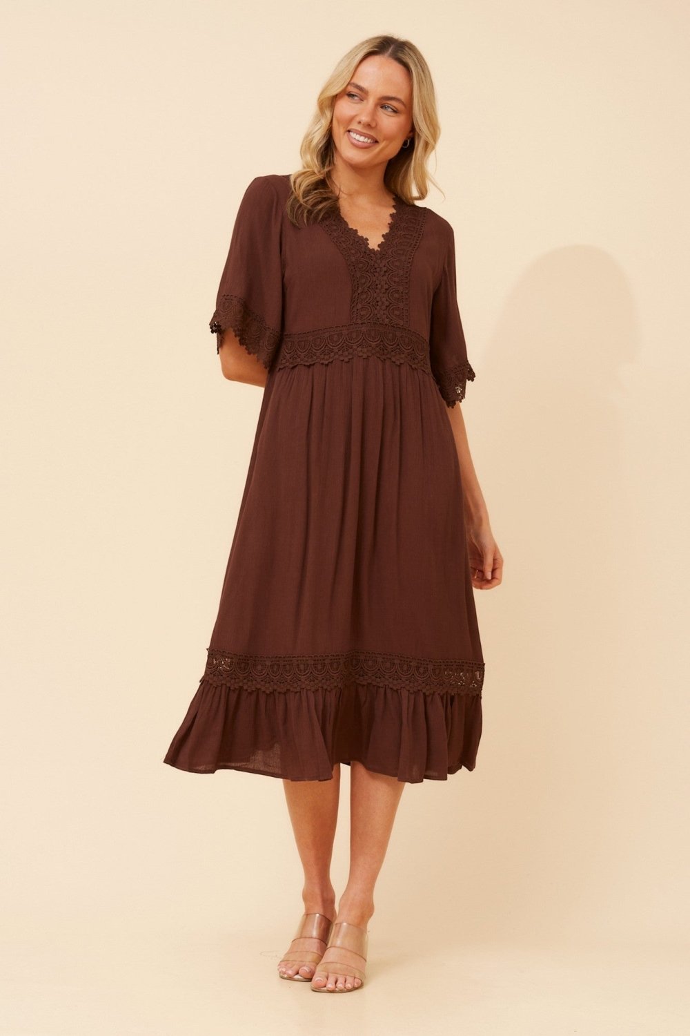 Nayla Lace Midi Dress - Aurelia Sun