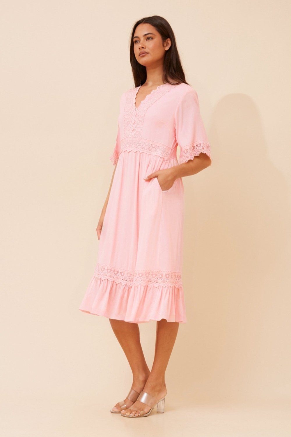Nayla Lace Midi Dress - Aurelia Sun