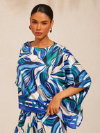 Bell Flower Satin Batwing Top in Light Yellow by Aurelia Sun