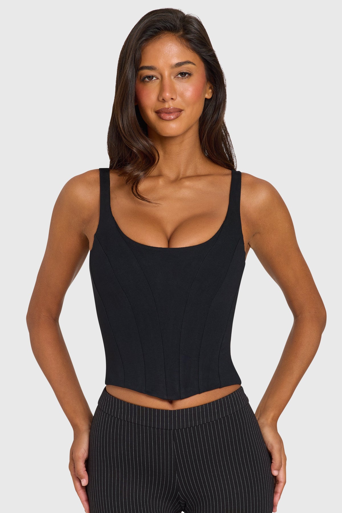 Black Ponte Boned Corset Top