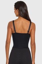 Black Ponte Boned Corset Top