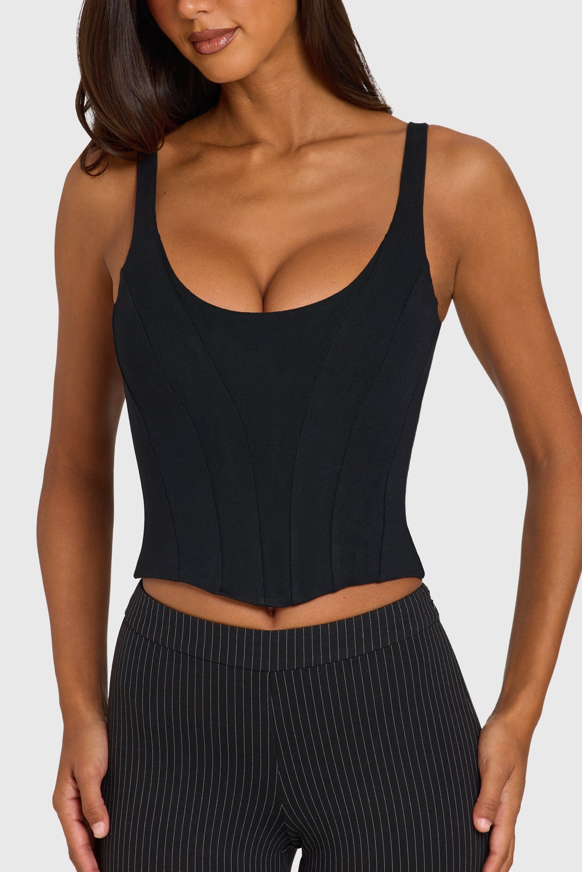 Black Ponte Boned Corset Top