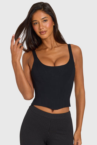 Black Ponte Boned Corset Top
