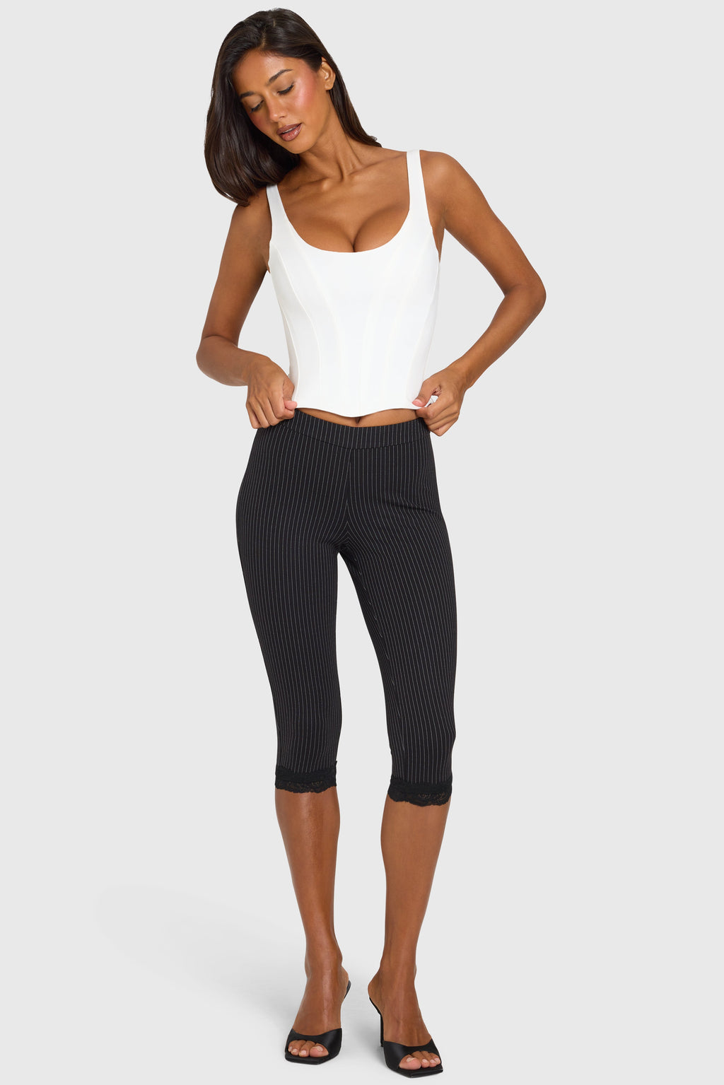 White Ponte Boned Corset Top